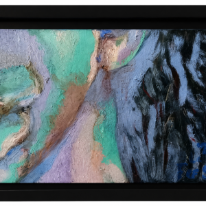 Discomfort 7 recovery art oil painting on canvas by Lucille Fernandes-Stangl in matte black frame
